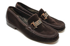 Salvatore Ferragamo Sport Brown Velvet Crystal Gancini LoafersRare Vintage 6 B