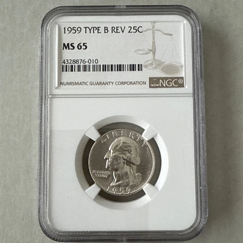 1959 25C Washington Quarter 'Type B Reverse' NGC MS65