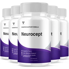 (5 Pack) Neurocept Brain Supplement, Neuro Cept Memory Capsules (300 Capsules)