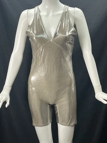 Heroine Sport Metallic Silver One Piece Lamé Racing Size M
