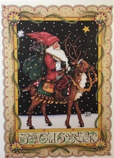 Sunrise- Mary Engelbreit- Christmas- Jolly Old Saint Nick- Vintage 1989