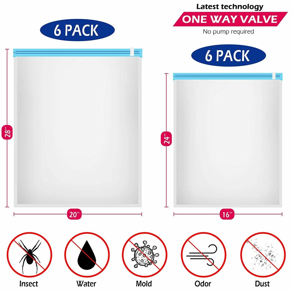 Bolsas de viaje para ahorrar espacio - No se necesita aspiradora ni bomba - Paquete de 12 accesorios de equipaje Foto 3 de 4