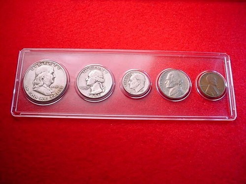 1951-S 5 COIN SAN FRANCISCO MINT SET KEY DATE COINS 90% SILVER! #120 - 第 1/7 張圖片