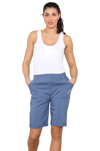 Damen Kirschbeere Capri Shorts Gummibund Stretchig Sommer Freizeit Hose - Bild 9 von 27