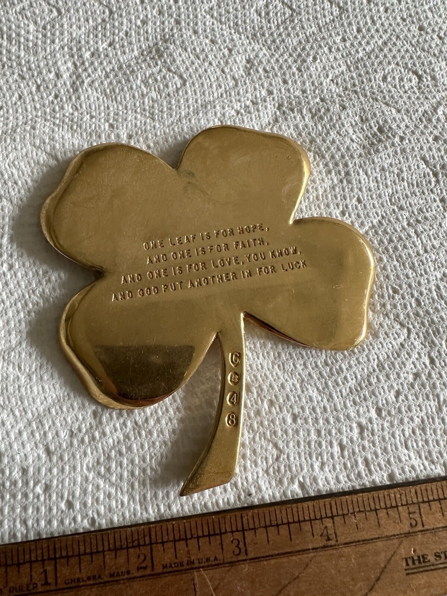 CLOVER GLORIA用 スペアキー ゴールド Vtg Gerity 24K Gold Plated 4 Leaf Clover Paperweight Ella