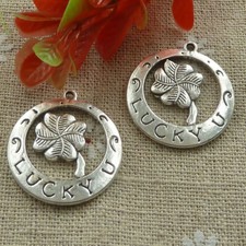 Free Ship 52 pcs tibetan silver four - leaf clover charms 28x25mm L-1267