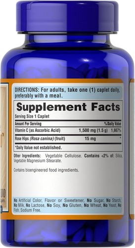Puritan's Pride Vitamin C-1500 mg with Rose Hips Timed Release - 100 Count - Picture 3 of 3
