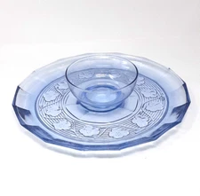 Vintage Chip-N-Dip Blue Sapphire Glass by Essentials Toscany Georgetowne 2-Pc.