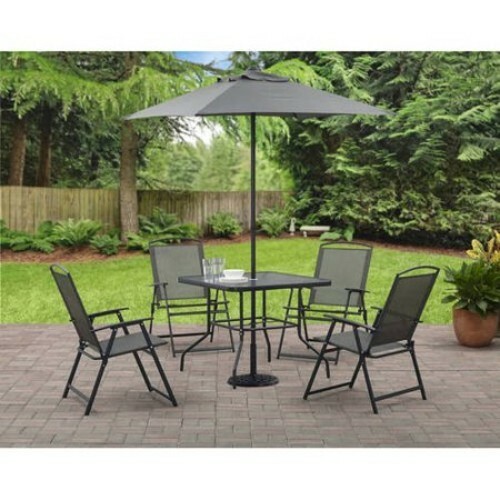 patio umbrella and chairs