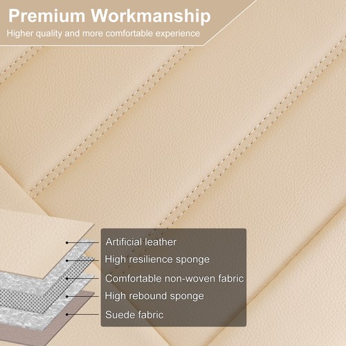 2025 PU Leather Car Cushions Mat Cover For Audi Full Set 5 Seater Beige Interior - Picture 6 of 22