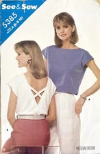 See & Sew 5385 Women’s Vintage Short Sleeve Top Pattern Size 6-10 Uncut