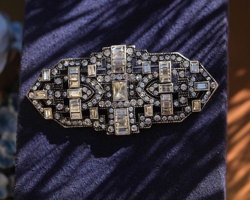 Broche Plateado Arte Decoración Varita Strass Blanco Vintage Estilo QD11 - Imagen 7 de 8