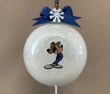 90th Birthday Mickey Mouse 3  Ball Shaped Glass Ornament Handmade In The USA New