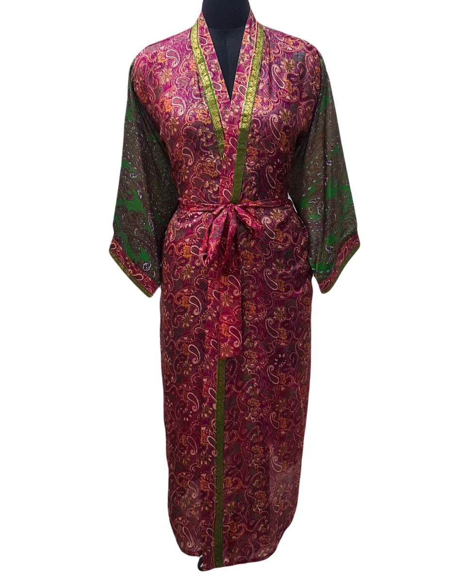 Pure Silk Kimono Long Robes Gown Woman silk Robe Kimonos Night