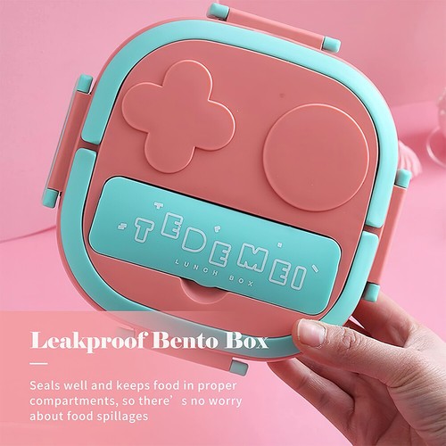 Brotdose Kinder mit Fächern Bento Box Mädchen Jungen Auslaufsicher Lunchbox NEU - Bild 7 von 15