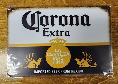 New ''Corona Extra Cerveza'' Tin Metal Sign 8'' X 12'' Simulated Patina