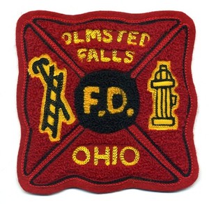 Vintage Olmsted Falls Ohio Fire Dept. Patch Chain Stitch / Chenille 5.25"x5.25"