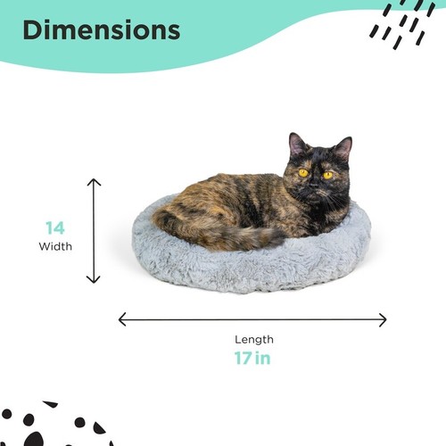 Self Warming Cat Bed Faux Fur Cozy Donut Shape Ergonomic Design Better SleepGray - Picture 3 of 8