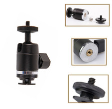 2PCS Camera Tripod LED Light Flash Bracket 1/4 Hot Shoe Adapter Cradle Ball Head