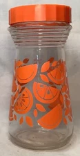Vintage Glass Carafe Pitcher With Lid Orange Juice Retro