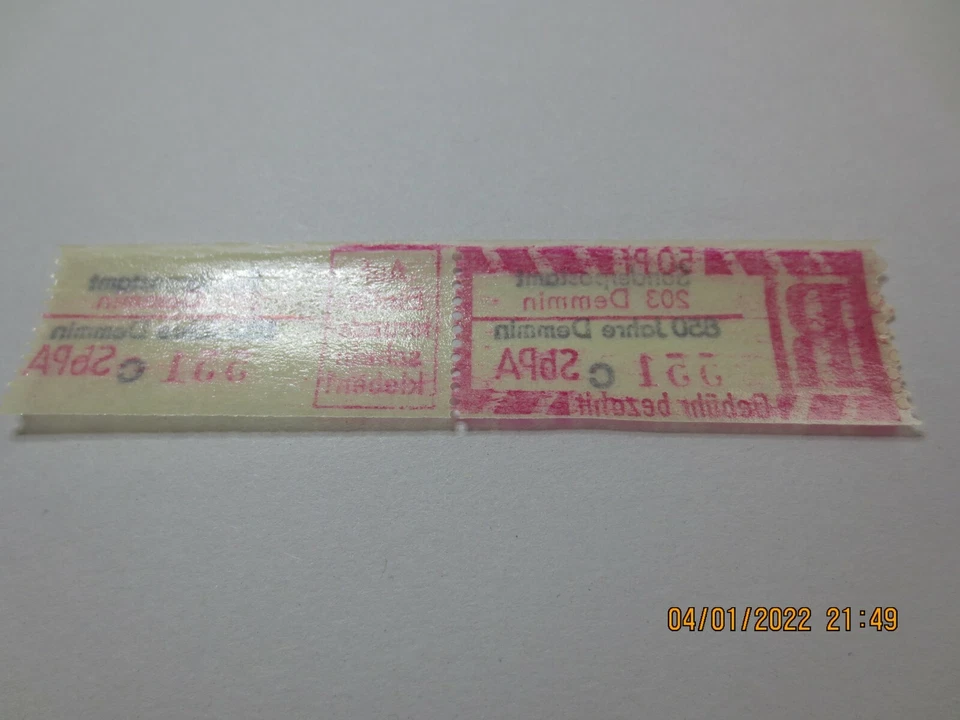 DDR Einschreibemarke SbPA 850 Jahre Demmin postfrisch Kennbuchstabe c - Bild 2 von 4