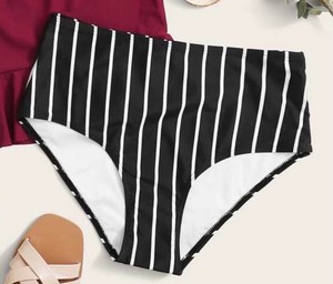 black and white high waisted bikini bottoms
