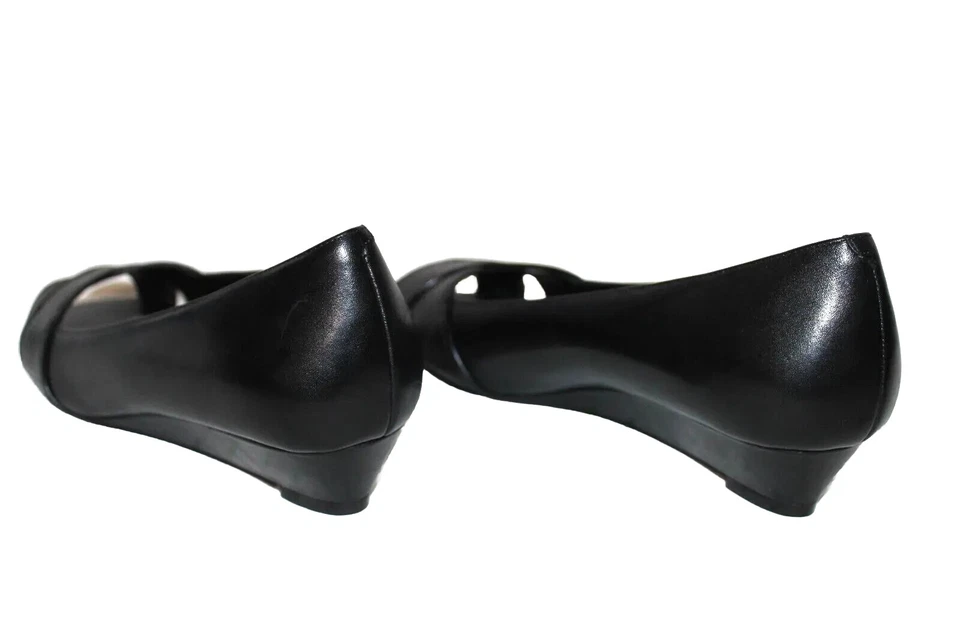 🔥New COLE HAAN Air Elly 8 US Woven Black Premium Cowhide Leather Peep-Toe Wedge - Image 3 of 4