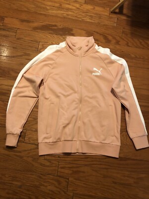 Puma Mens Pink Sand Iconic T7 Long Sleeves Pocket Full Zip Track Jacket Size XL