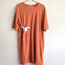 Zara Burnt Orange T Shirt Dress Size Medium women's crewneck short sleeve cotton