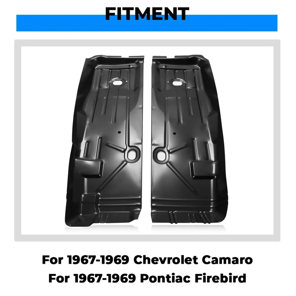 Pair Full Length Front Floor Pan Rust Repair For Camaro Firebird 67 68 69 Steel - Image 2 of 4