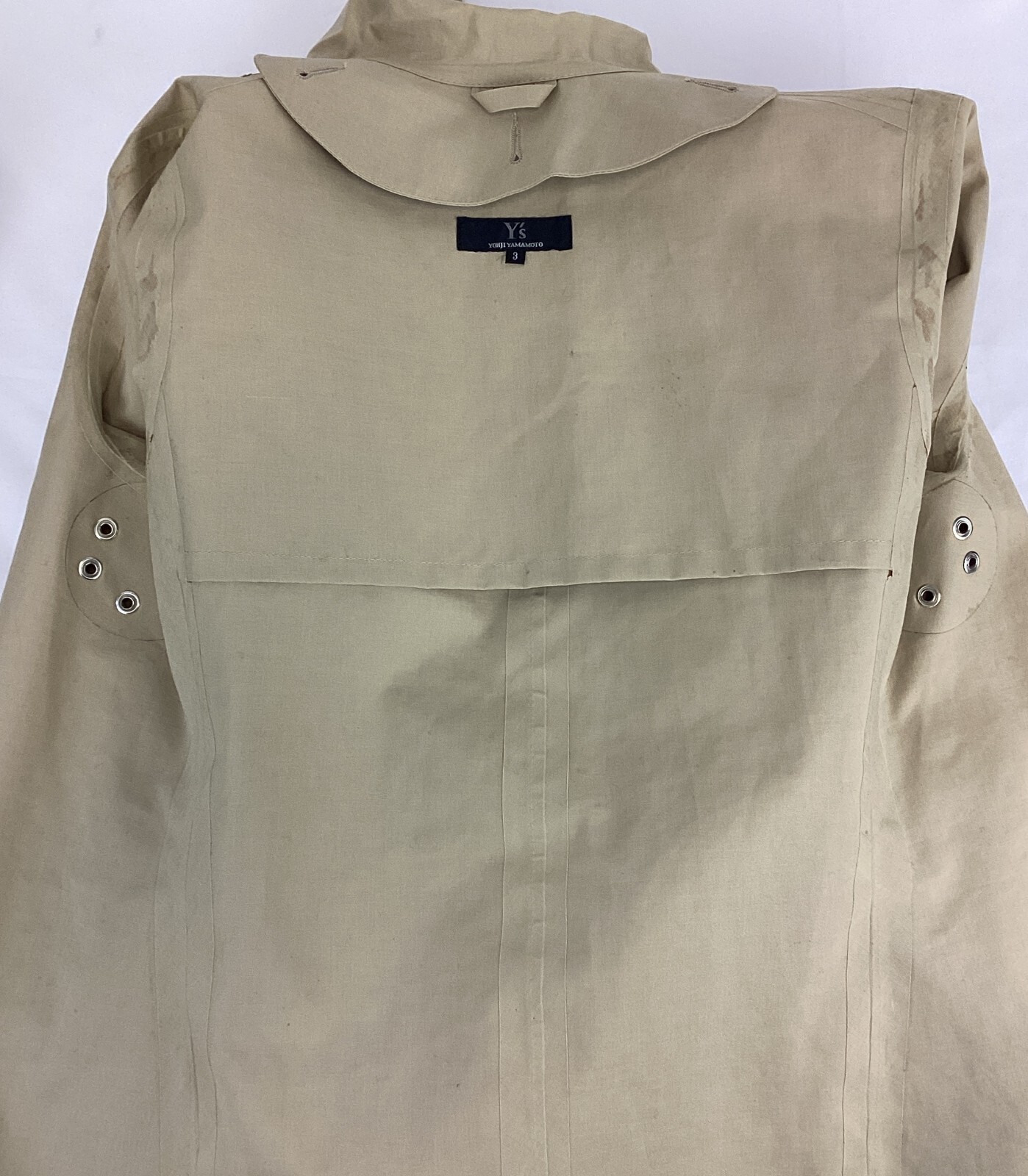 Y's YOHJI YAMAMOTO Cotton Jacket 3 Beige 40 Double Breasted Removable Lining L image 10
