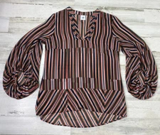 Cabi Ultimate Blouse Womens Sz S Multicolor Striped Balloon Sleeve Top 5519