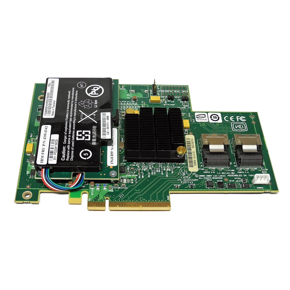 Controller RAID PCIe x8 LSI IBM MR SAS 8708E 3 Gb/s +BBU + cavo SAS FRU 43W4297 - Immagine 3 di 4