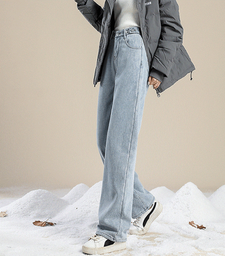 Women's Denim Blue Black Jeans Straight Leg Winter Warm Fleece Lined Casual New - Bild 9 von 17