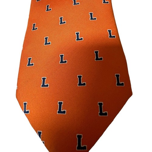 VINEYARD VINES Men’s Orange Silk Custom L Logo Monogram Tie - Picture 2 of 10