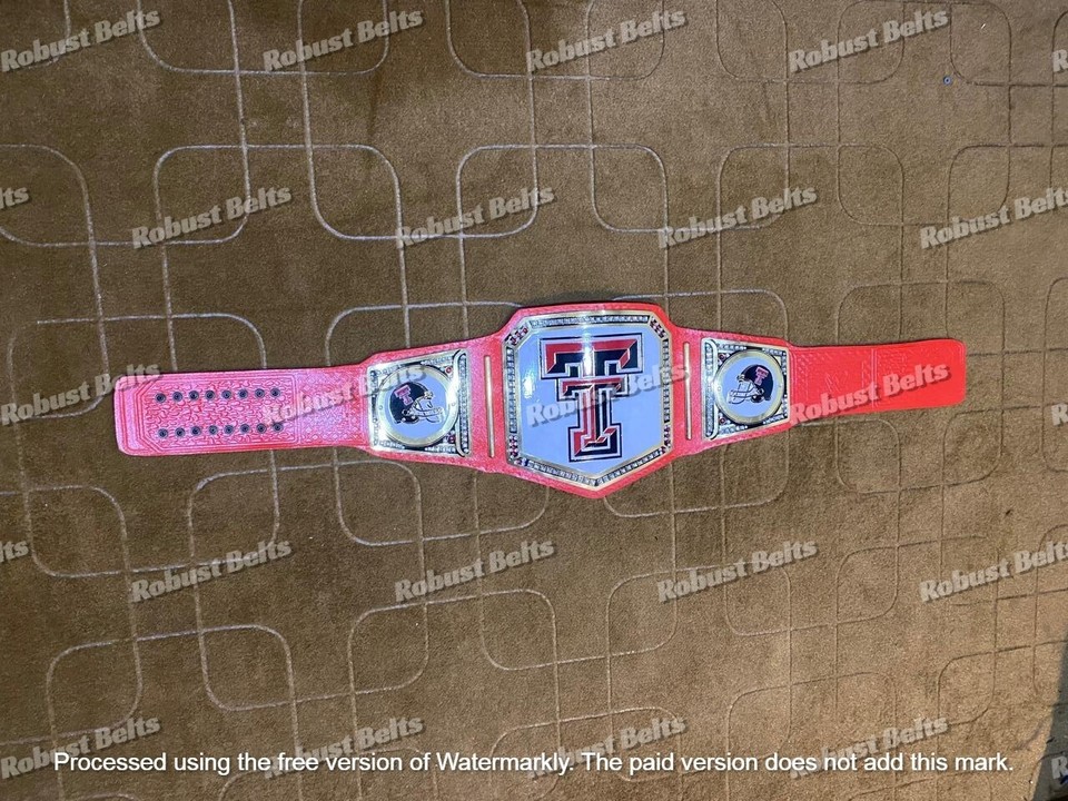 Texas Tech Red Raiders Football Championship Belt Adult Size 2mm Brass