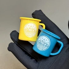 2PCS Blue Yellow Camping Camper Mug Cup For18''American Girl Doll  Toys Accessor