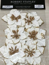NEW ROBERT STANLEY 3" GLITTER WHITE POINSETTIA TABLE SCATTER  FILLER  PACK OF 6