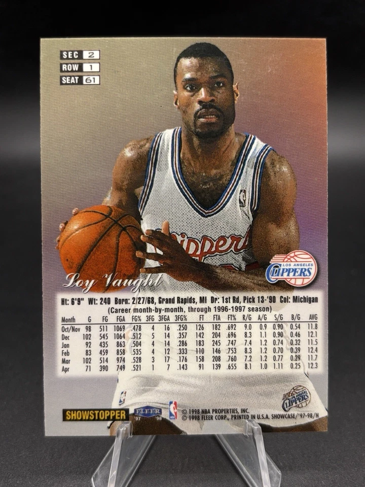 1997-98 Flair Showcase ROW 1 #61 Loy Vaught Los Angeles Clippers - Image 2 of 2