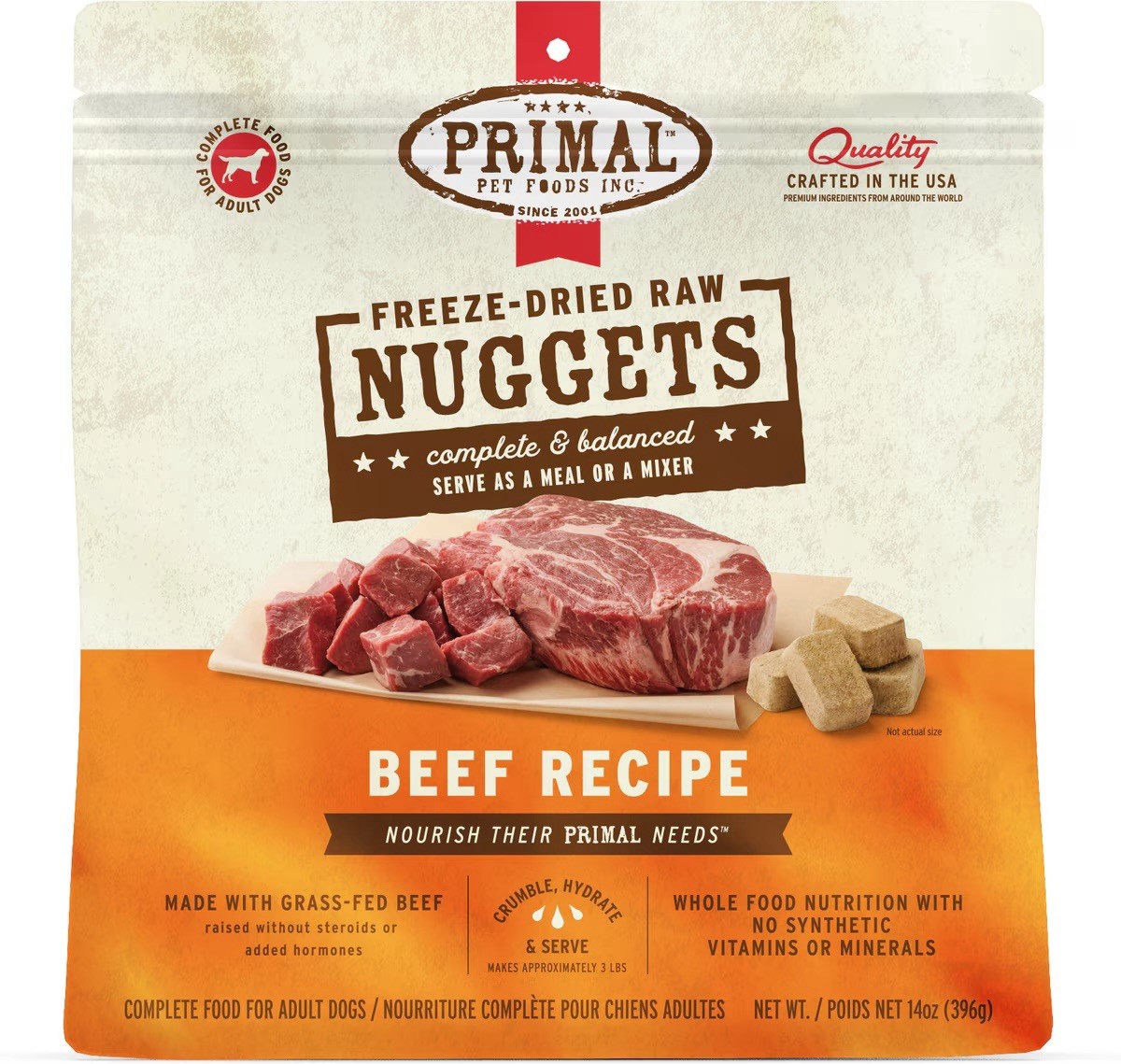 14oz Primal Freeze Dried Nuggets For DOGS Beef Formula