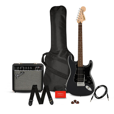 #ad Squier Affinity Stratocaster HSS Guitar Pack w Frontman Amp Charcoal Frost Metal $399.99