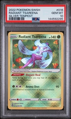 2022 POKEMON SWORD & SHIELD SILVER TEMPEST #016 RADIANT TSAREENA PSA 10