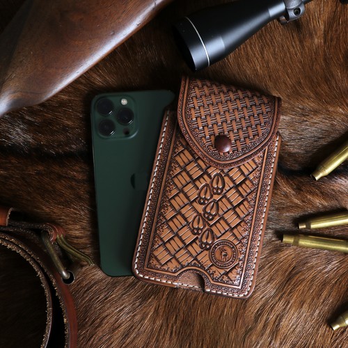TOURBON Leather Cell Phone Belt Holster Phone Case Smart Phone Wallet for Gift - Picture 23 of 24