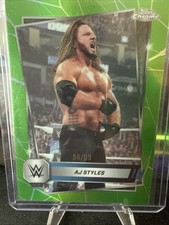25 Topps Wwe Chrome Green Refractor AJ Styles 56/99