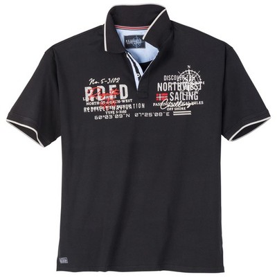 Redfield Jersey Poloshirt in Herren-Übergrößen, schwarz