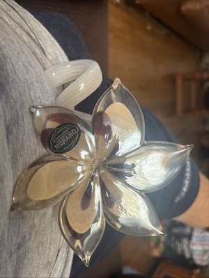 Vintage Murano  Hand Blown Glass Lily Flower