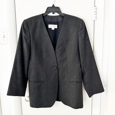 Vintage Liz Claiborne Collarless Blazer Petite Collection 100 Wool 10 Petite