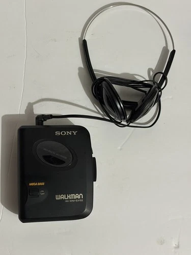 Sony Walkman WM‑EX102 Mega Bass Cassette Player with Headphones Black