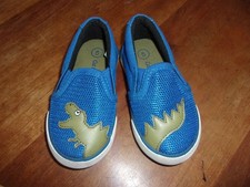 Cat Jack Shoes Kids Size 5 Blue White mesh with Green Dinosaur