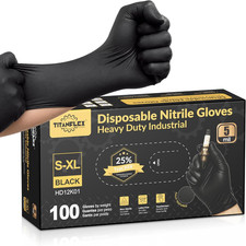 Black Nitrile Disposable Gloves, 5 Mil, Fully Textured, Heavy Duty, Latex Free 